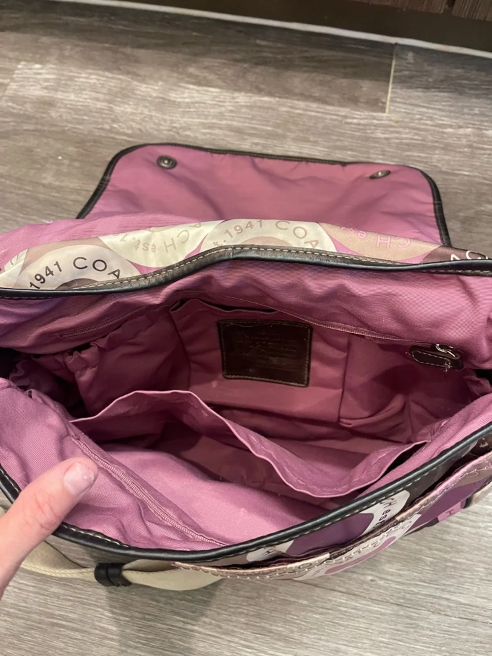 Coach Pink and Cream Crossbody with Leather Trim and Canvas Strap
